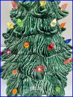 Vintage Nowell Mold Green Ceramic Light Up 18 Christmas Tree with Base