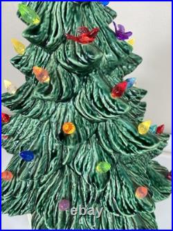 Vintage Nowell Mold Green Ceramic Light Up 18 Christmas Tree with Base