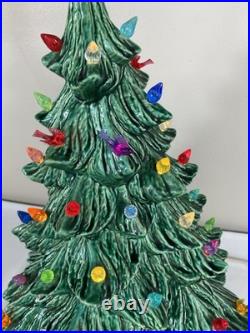 Vintage Nowell Mold Green Ceramic Light Up 18 Christmas Tree with Base