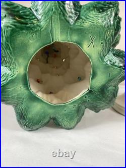 Vintage Nowell Mold Green Ceramic Light Up 18 Christmas Tree with Base