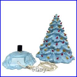 Vintage Nowell Mold Large Ceramic Christmas Tree Blue Pearl Bird Light withBase