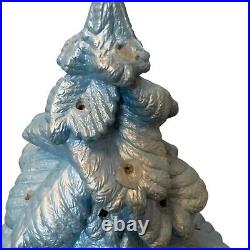 Vintage Nowell Mold Large Ceramic Christmas Tree Blue Pearl Bird Light withBase