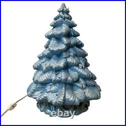 Vintage Nowell Mold Large Ceramic Christmas Tree Blue Pearl Bird Light withBase