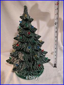 Vintage Nowell Mold Lighted Green Ceramic Christmas Tree. 16 inches