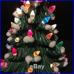 Vintage Nowell's Ceramic Lighted Christmas Tree Mold Flocked 9 1977 Signed