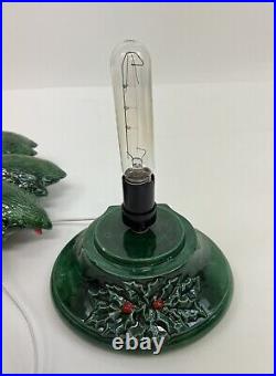 Vintage Nowell's Mold 3-Tier Green Lighted Ceramic Christmas Tree 21.5 1981