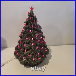 Vintage Nowell's Mold Carol Ceramic Lighted Christmas Tree 16 With Base