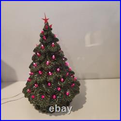 Vintage Nowell's Mold Carol Ceramic Lighted Christmas Tree 16 With Base