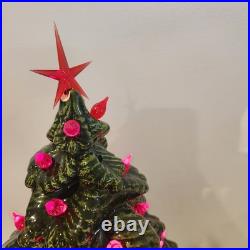 Vintage Nowell's Mold Carol Ceramic Lighted Christmas Tree 16 With Base