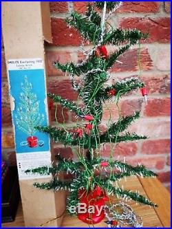 Vintage Omalite Everlasting Christmas Tree with Lights & tiny Tinsley 1940s 50s