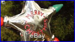 Vintage Original 1930s Lighted Electric Noma Merry Christmas Tree Star Topper