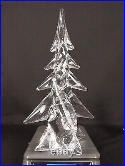 Vintage Pair of Heavy Crystal Art Glass Christmas Trees 12 and 8 Mint