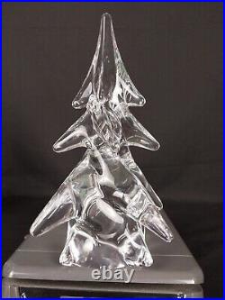 Vintage Pair of Heavy Crystal Art Glass Christmas Trees 12 and 8 Mint