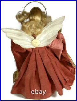 Vintage Pauline Leidel Spreen Christmas Wax Angel Tree Topper Germany Gold Gown