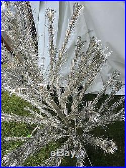 Vintage Peco 6 Ft. Christmas Pine Aluminum Silver Pom Pom Tree Mid-century