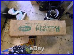 Vintage Peco Deluxe 5' 8 Christmas Pine Pom Pom Silver Tree Aluminum in Box