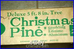 Vintage Peco Deluxe Model 2620 Aluminum Silver Christmas Pine Tree 58