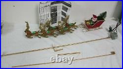 Vintage Peter's Flying Santa Reindeer Sleigh Christmas Topper Tree Decoration