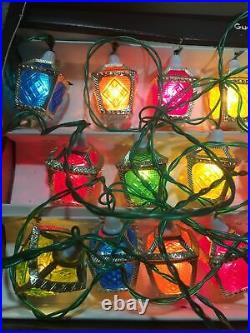 Vintage Pifco 20 Golden Lanterns Coloured Christmas Tree Lights Boxed No. 1256