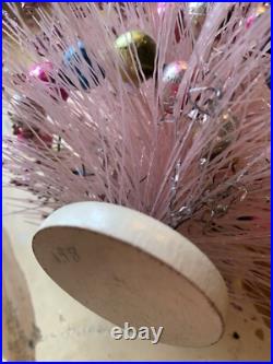 Vintage Pink 9 Christmas Tree With Glass Ornaments
