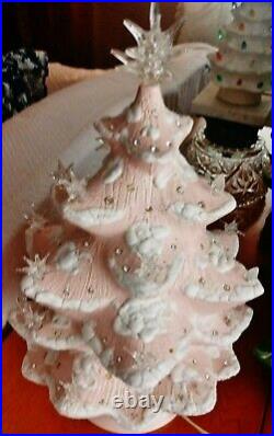 Vintage Pink & Rhinestone Ceramic Christmas tree