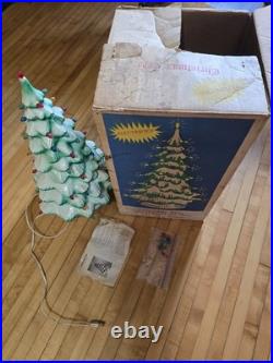 Vintage Plastic Blow Mold Christmas Tree With Original Box And Spare Lights