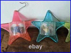 Vintage Plastic Christmas Tree Spinning Ornaments (4) STAR spinner MCM Atomic