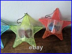 Vintage Plastic Christmas Tree Spinning Ornaments (4) STAR spinner MCM Atomic