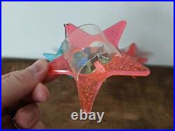 Vintage Plastic Christmas Tree Spinning Ornaments (4) STAR spinner MCM Atomic