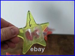 Vintage Plastic Christmas Tree Spinning Ornaments (4) STAR spinner MCM Atomic