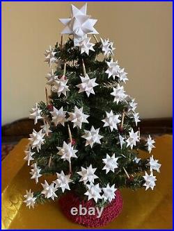 Vintage Plastic Christmas Tree with Moravian Stars on Tips 11 Tall