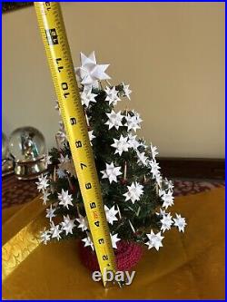 Vintage Plastic Christmas Tree with Moravian Stars on Tips 11 Tall