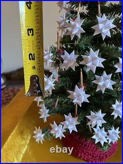 Vintage Plastic Christmas Tree with Moravian Stars on Tips 11 Tall