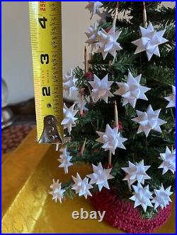 Vintage Plastic Christmas Tree with Moravian Stars on Tips 11 Tall