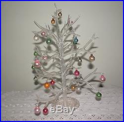 Vintage Plastic Gumdrop Tree with 27 Miniature Glass Christmas Ornaments