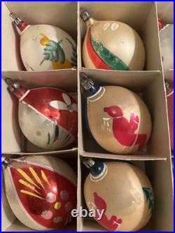 Vintage Poland Christmas Ornaments Hand Painted Hand Blown Most Rare 12 Fantasia