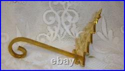Vintage Polished Gold Brass Christmas Tree Mantel Hook Stocking Holder Hanger