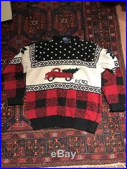 Vintage Polo Ralph Lauren Xmas Truck And Tree Hand Knot Sweater RL 92 Rare