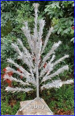Vintage Pom Pom 4 Ft Stainless Aluminum Christmas Tree Complete With Stand