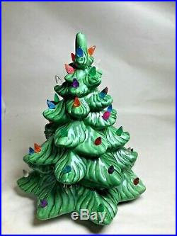 Vintage Porcelain Ceramic Christmas Tree Lamp Light Multi Colored 11.5 1970`s