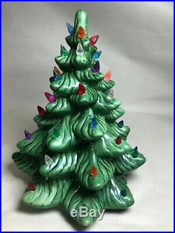 Vintage Porcelain Ceramic Christmas Tree Lamp Light Multi Colored 11.5 1970`s