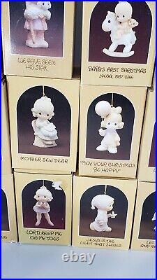 Vintage Precious Moments Christmas Ornaments Tree Lot of 24 with Boxes 1980s