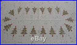 Vintage Printed Cotton Christmas Tablecloth Retro Trees California Hand Prints