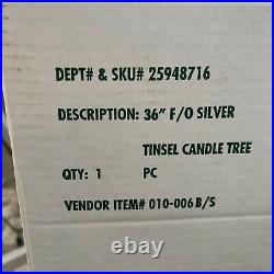 Vintage Puleo 3ft Multicolor silver Tinsel Fiber Optic Lantern Christmas Tree
