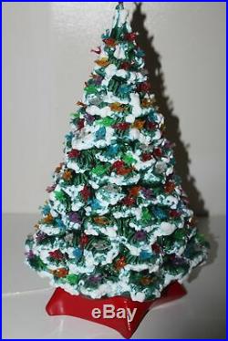 Vintage RARE Ceramic Christmas Tree Lighted Birds Flocked 20 MCM RETRO