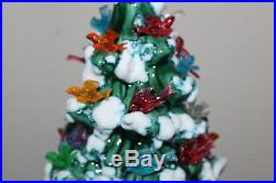 Vintage RARE Ceramic Christmas Tree Lighted Birds Flocked 20 MCM RETRO