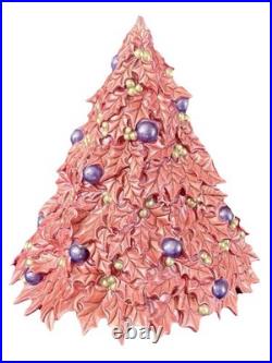 Vintage RARE Ceramic Pink Purple Holly Leaf Christmas Tree Atlantic Mold 16 x 17