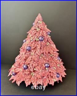 Vintage RARE Ceramic Pink Purple Holly Leaf Christmas Tree Atlantic Mold 16 x 17