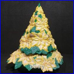 Vintage Rare Atlantic Mold Ceramic Yellow Poinsettia Christmas Tree