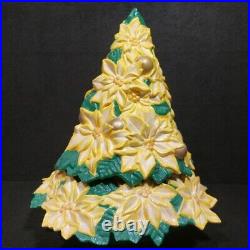 Vintage Rare Atlantic Mold Ceramic Yellow Poinsettia Christmas Tree